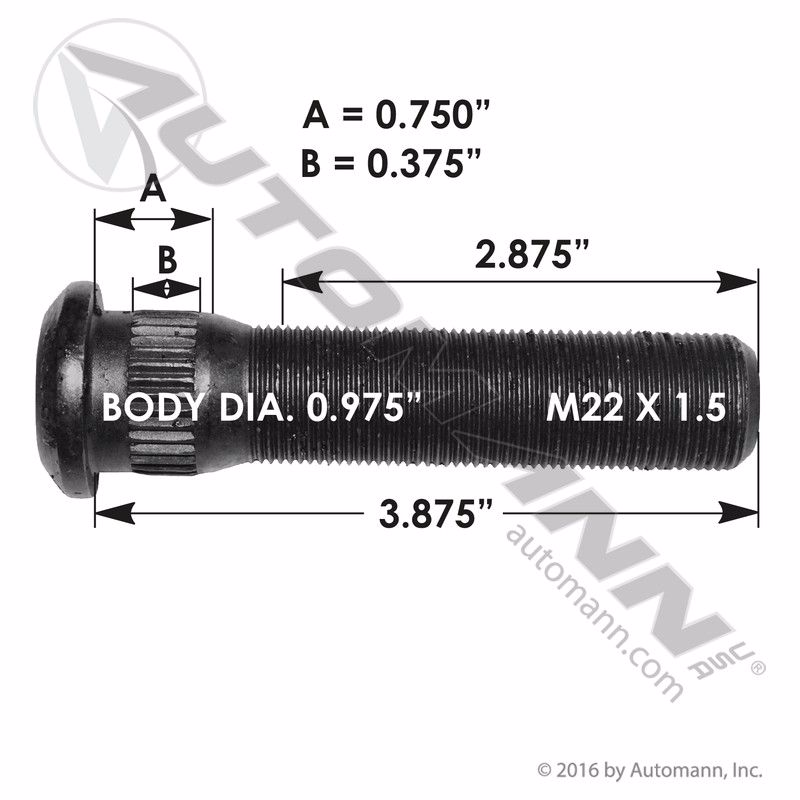 Automann 201.6151 Wheel Stud M22 x 1.5 RH