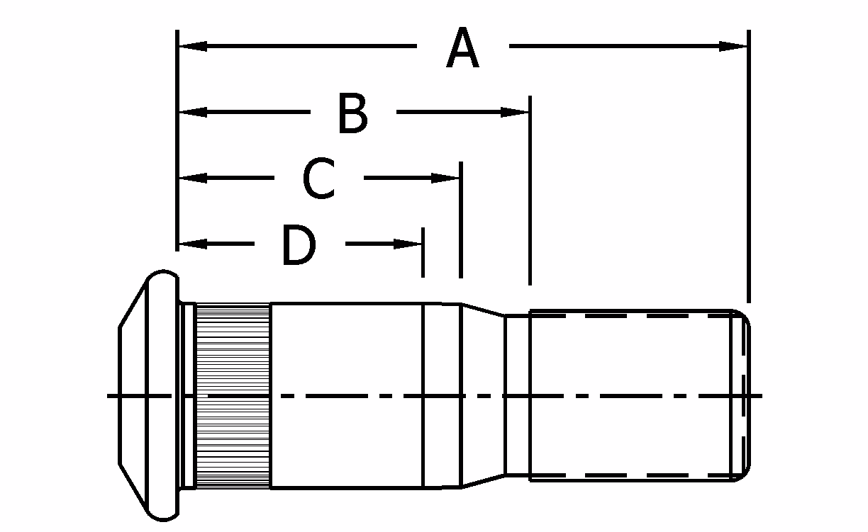 Con Met 101873 Wheel Stud Left-Handed 1-1/8" X 3.88"