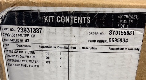 Mack Truck 24490626 Filter Kit